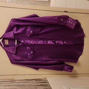 "H Bar C" Ranchwear, Longtail Satin Purple Vintage Shirt, Med